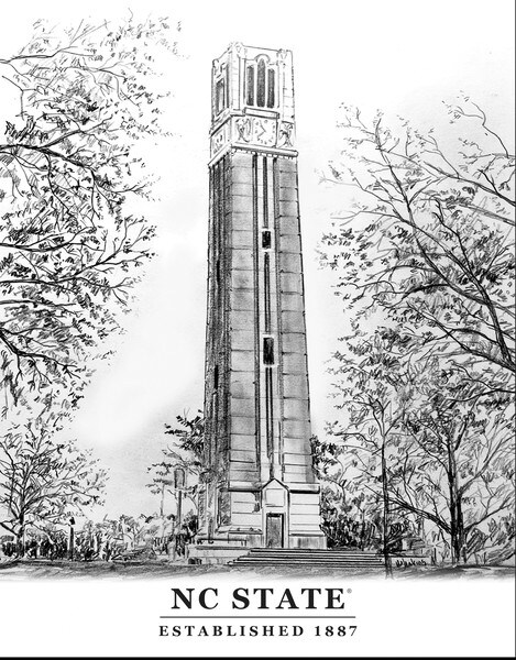 Bell Tower Notecard Black and White